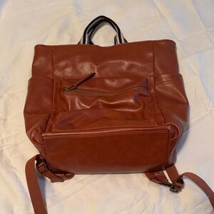 Brown Leather Backpack travel work